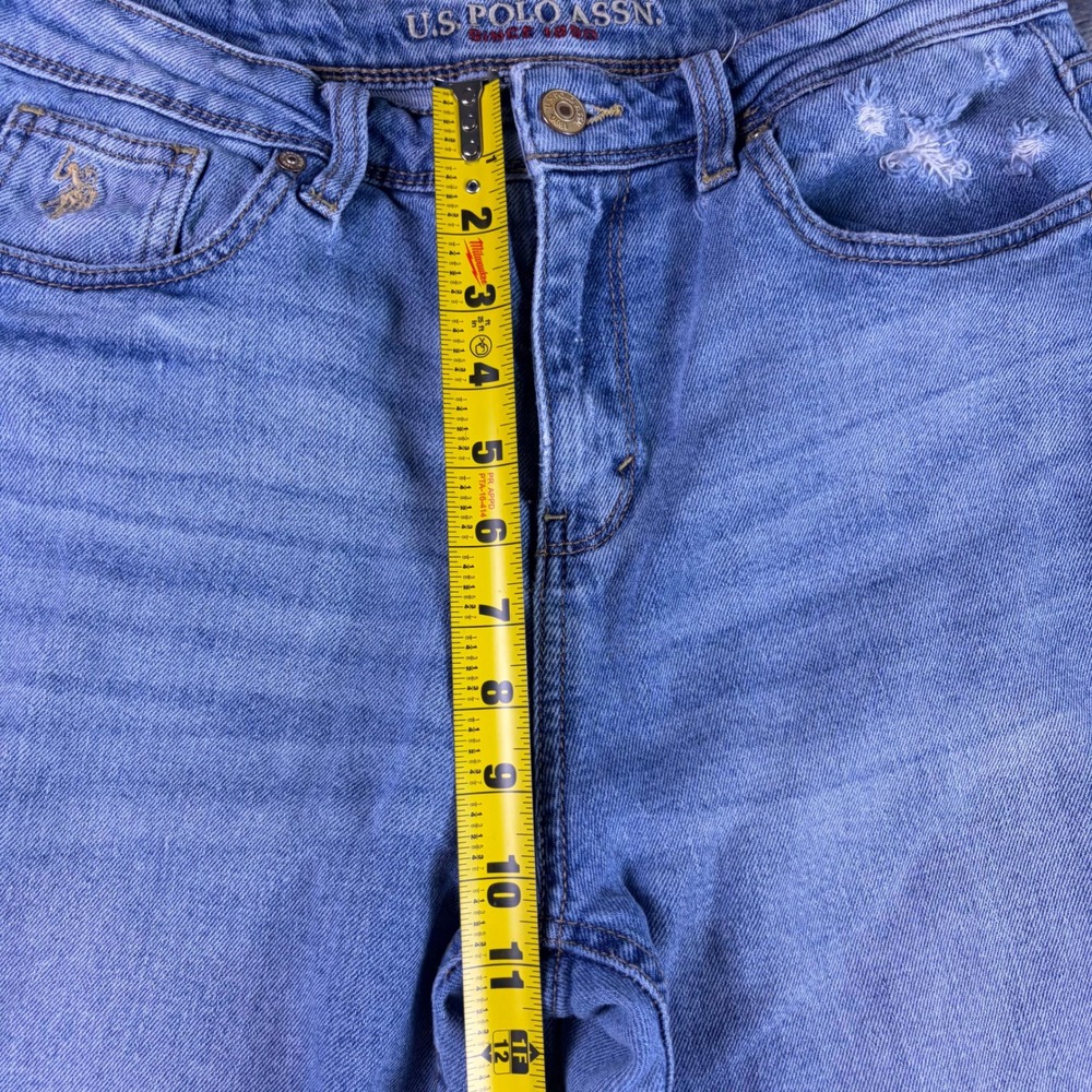 U.S. Polo Assn. Jeans Women's 8 Regular Blue Light Wash Distressed Denim Ripped - Picture 10 of 12